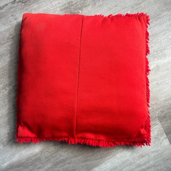 Vintage 1970s Shag Latch Hook  Christmas Bells Theow Pillow - Picture 2 of 2